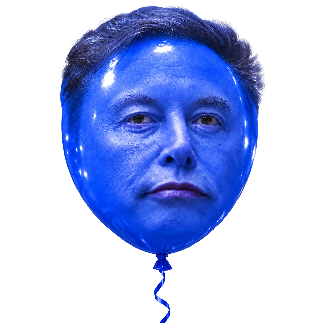 ELOON, a glossy blue balloon with a very serious face